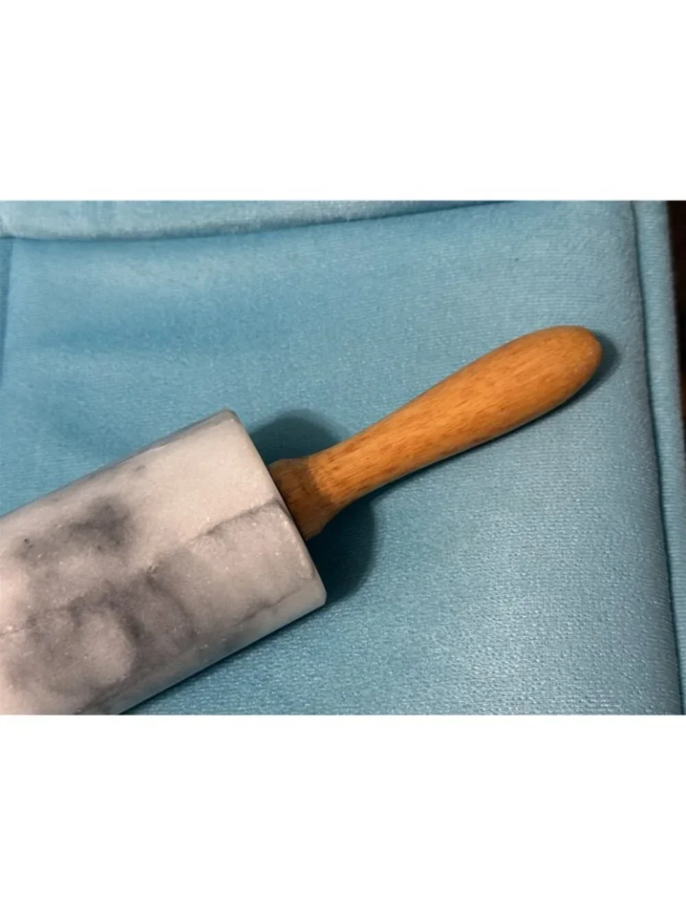 Marble Vintage Farmhouse Wooden Handle Dough Roller Rolling Pin